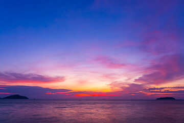 Nature beautiful Light Sunset or sunrise over sea,Colorful light majestic scenery Sky with Amazing clouds and waves in sunset sky wonderful light cloud background