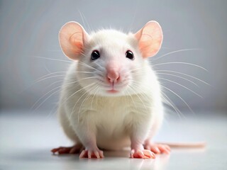 Cute White Rat Portrait: Curious Sideways Pose, Isolated on White