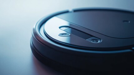 Close-up of a modern robotic vacuum cleaner showcasing its sleek design and advanced technology for automated home cleaning solutions in contemporary interiors.