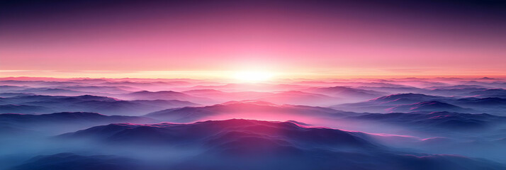 Obraz premium Pink Sunrise Mountain Illustration