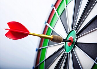 Dart Arrow Hitting Bullseye: Goal Achievement Success Stock Photo