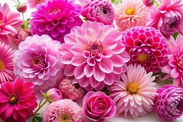 Delicate Pink Flowers on White: Elegant Floral Background for Design