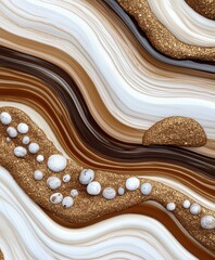 Fototapeta premium Abstract agate stone texture with golden accents and flowing layers