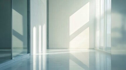 Fototapeta premium A large, empty room with a window that lets in sunlight