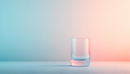 A minimalist image of a clear glass against a softly lit gradient background, perfect for beverage-related themes.