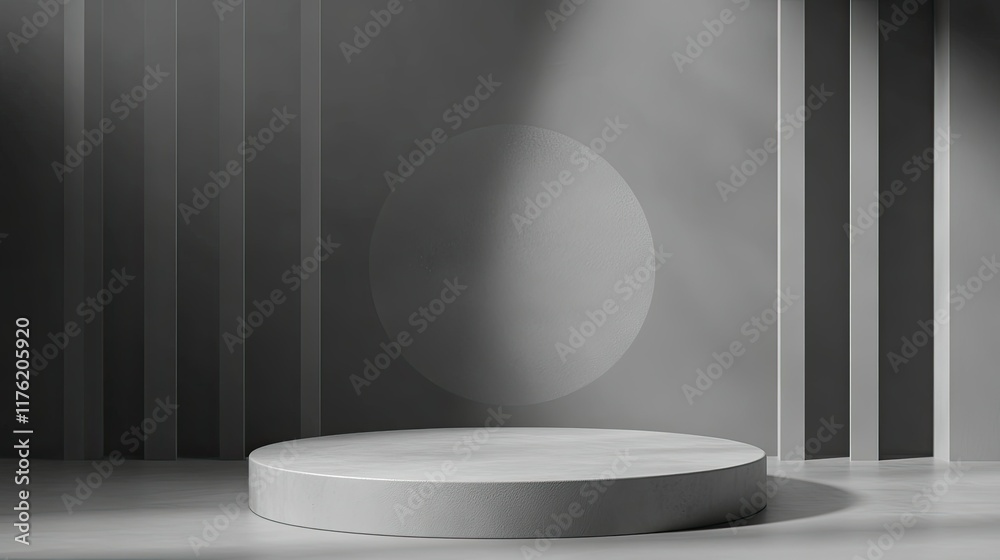 Poster modern minimalist studio background with circular display platform and soft lighting effects ideal f