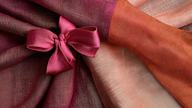 Elegant fabric showcasing rich colors and a delicate bow detail for textile enthusiasts