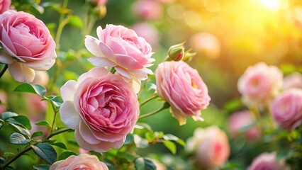 Soft Pink Roses in a Garden , botanical, garden,  botanical, garden