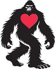 Bigfoot with heart vector