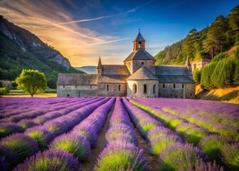 Double Exposure: Lavender Fields & Senaque Abbey, Provence, France