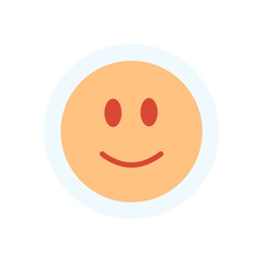 Sticker emoji character with smile. Cute emoji representation with a happy expression. Digital concept, flat style, ideal for online communication and media applications.