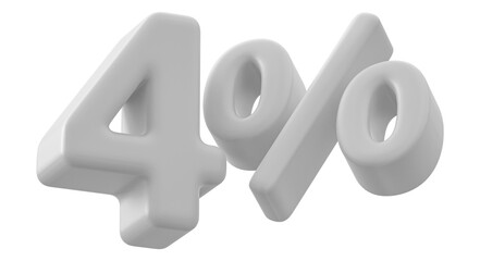 4 Percent Off Sale 3D White Number Promotion
