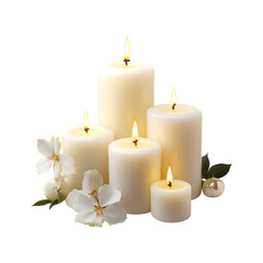 Candles light isolated on transparent background, cut out