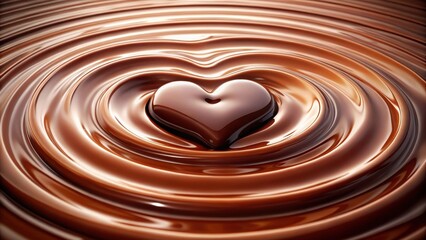 Chocolate river flowing into a pool with heart-shaped ripples on its surface , luxury, water,  luxury, water