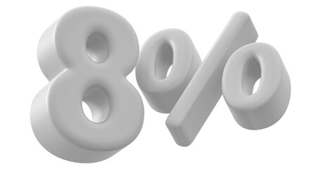 8 Percent Off Sale 3D White Number Promotion