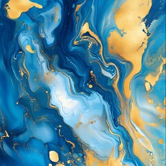 Liquid gold blue marble painting abstract background futuristic photo for paint texture pattern