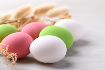 Colorful Easter eggs on white background