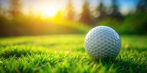 Naklejka premium Golf ball rolling on the green grass,rolling ball, rolling ball, outdoor sport,green grass