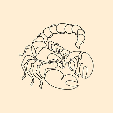 Scropion Animal in continuous line art style Hand drawn mono-line background design