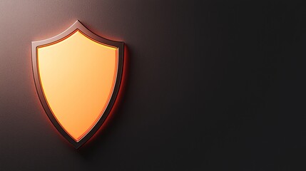 A simple, stylized orange shield emblem against a dark background, symbolizing protection and security.