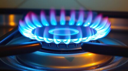 gas stove blue flame, gas stove burner, burning gas stove