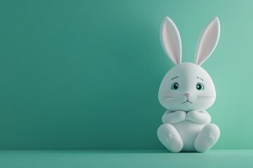 Obraz premium Sad Rabbit Sitting on the Floor