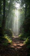 Fototapeta premium Majestic Forest Path in the Heart of the Wilderness