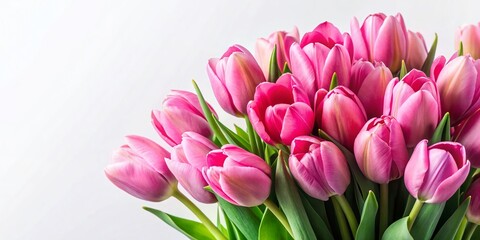 Obraz premium Fresh Pink Tulip Bouquet, Spring Flowers, Isolated White Background, Floral Arrangement, Romantic Blooms