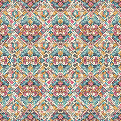pattern with flowers seamless Thai style tribal 