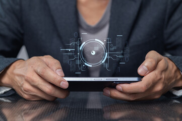 The advanced online security locking system features iris scanning technology, ensuring an added layer of protection for sensitive information