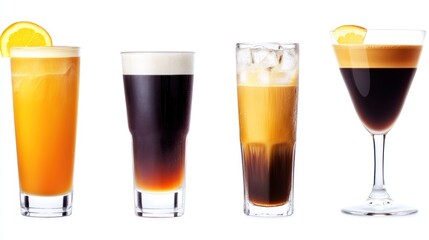 A variety of refreshing beverages in elegant glasses.