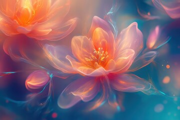 Abstract Flower with Delicate Petals and Glowing Hues