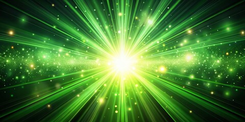 Green Abstract Loopable Background with Light Beams & Magic Particles