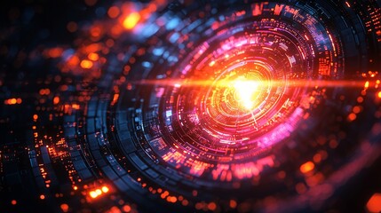 Obraz premium Abstract glowing circular tech HUD.