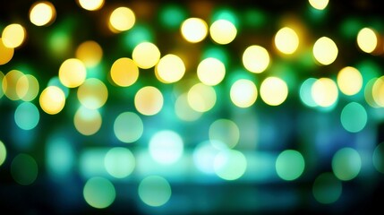 Obraz premium Abstract Soft Bokeh Background with Yellow and Green Lights in a Beautiful Blurry Effect Ideal for Creative Projects and Design Work