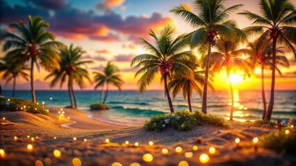 Happy New Year 2025: Tropical Sunset Tilt-Shift Photography