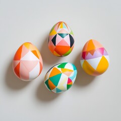Trio of Easter Eggs Adorned with Basic Geometric Shapes