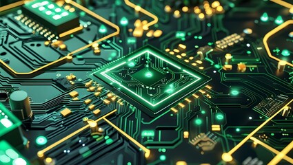 Obraz premium Digital circuit connections representing AI, blockchain, IoT, and cybersecurity in a futuristic design. Perfect for technology branding, digital connectivity themes, and big data visuals.