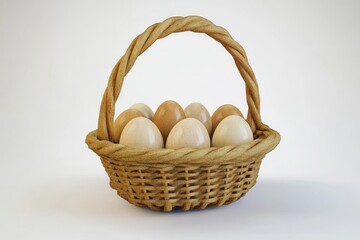 Basket of Easter Eggs Isolated on White Background