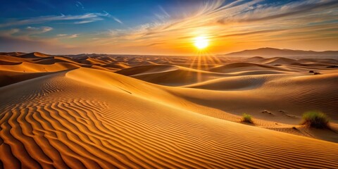 Naklejka premium Sand dunes in the Arabian desert at sunset,sand dunes, sand dunes