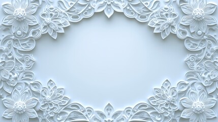 Elegant White Floral Frame Design Background