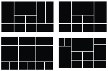Set of grid collage template. background and rectangle shape for wall moodboard. Photo gallery template for presentation.