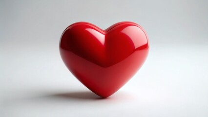 Obraz premium Lonely Heart: Minimalist Red Heart Shape on White Background