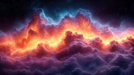 Fototapeta premium Fantasy space art showcasing fiery clouds and a sense of cosmic energy