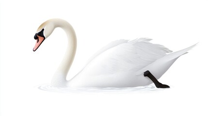 Obraz premium A digital illustration of a swan swimming gracefully in water.