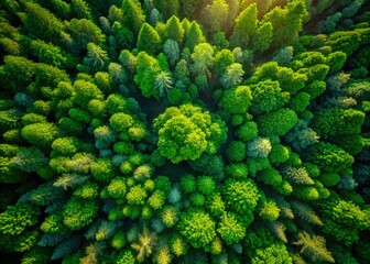 Lush Green Leaves Frame: Aerial Drone View of Vibrant Foliage
