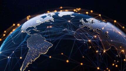 Global network visualization showcasing interconnected regions.