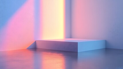 Fototapeta premium Pastel Colored Room With A Platform In Corner
