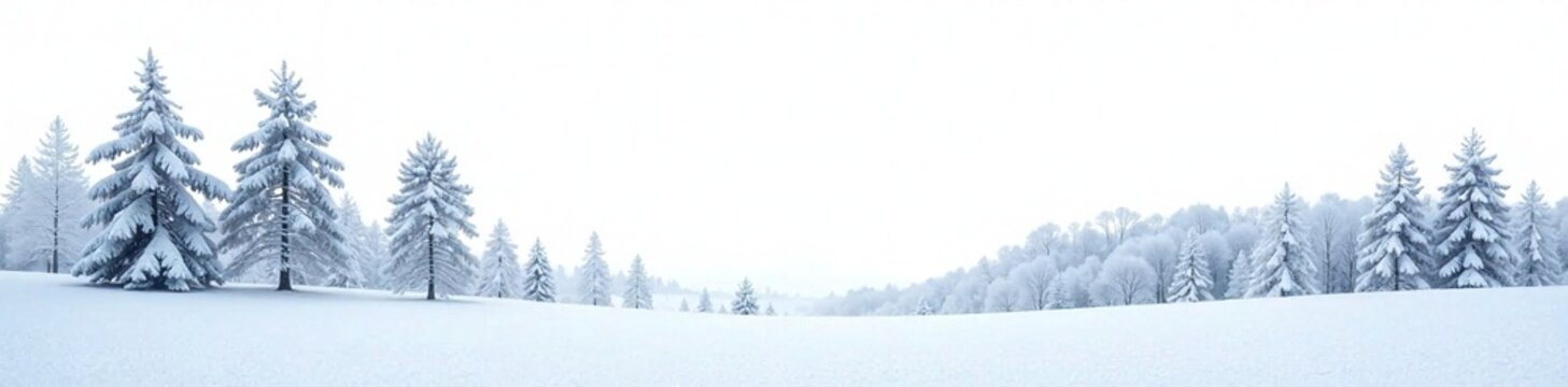 Snowy landscape with frozen trees isolated on white background, isolation, white, frozen
