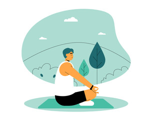 Man doing meditation. Meditation illustration. Flat vector illustration.